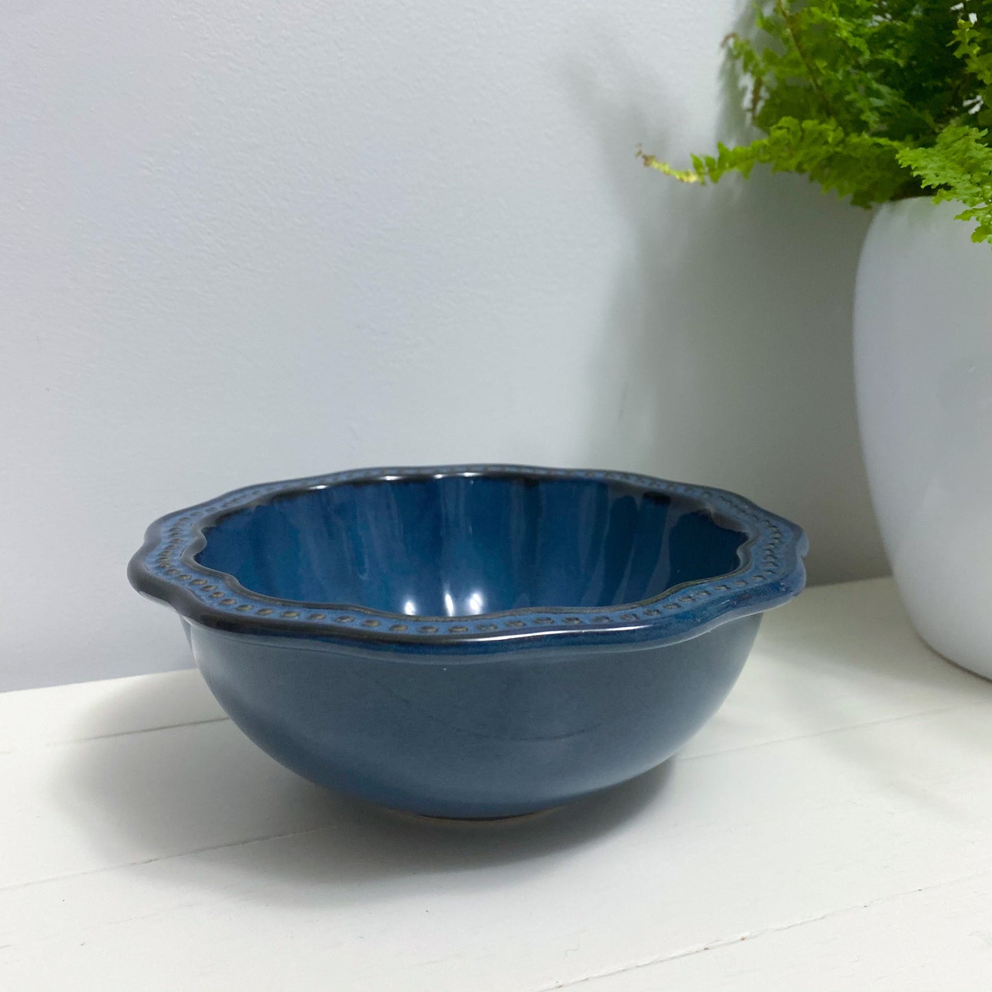 Roscher & Co. Blue Stoneware Hobbnail Bowls - Set of 2 - Classic & Kitsch