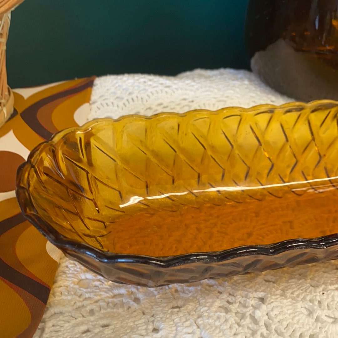 Amber Glass Dish - Classic & Kitsch