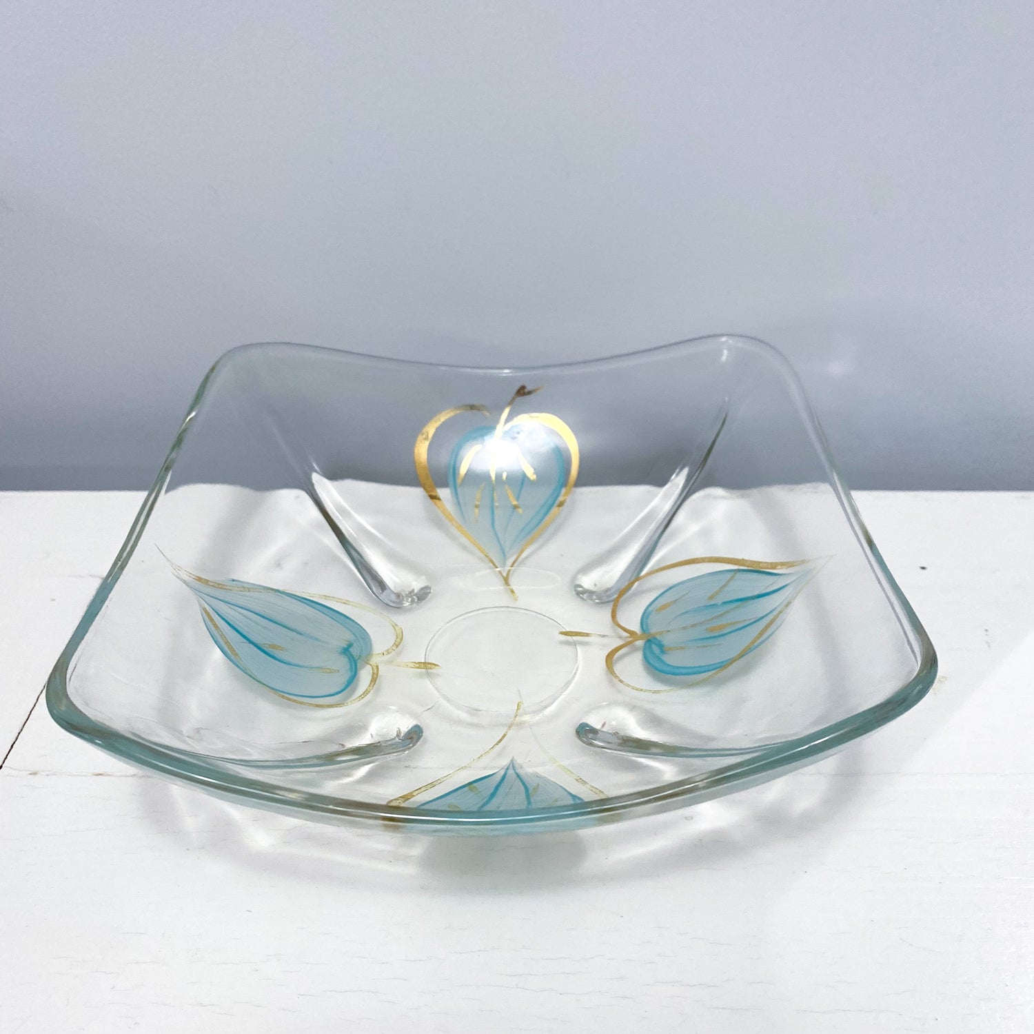 Small Candy Dish with Teal & Gold Leaves - Classic & Kitsch