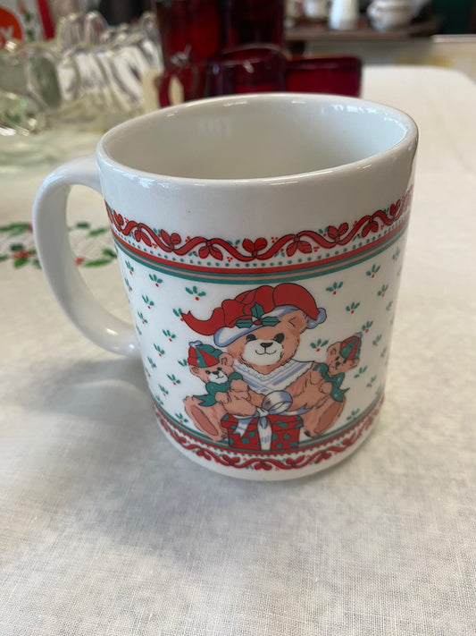 Vintage Christmas Teddy Bear Mug - Classic & Kitsch