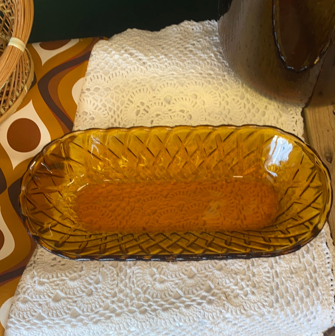 Amber Glass Dish - Classic & Kitsch